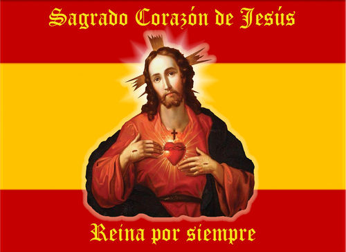 Colgadura bandera España Corazón Jesús
