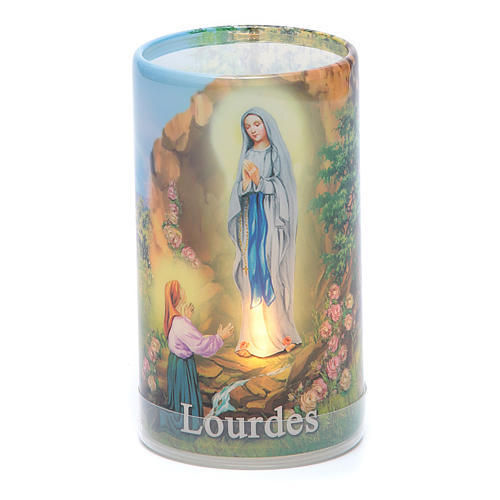Vela Virgen de Lourdes con lamparilla eléctrica
